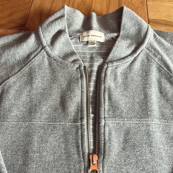 CLUB MONACO Heather Gray Collared Zippered Men’s Bonded Jacket Outerwear - Picture 2 of 4